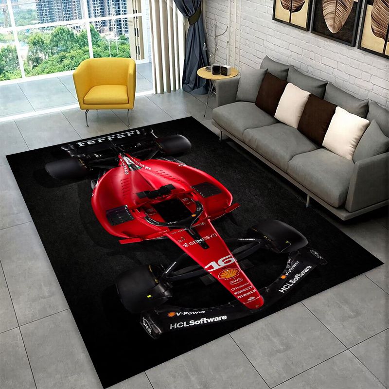 Kids Outdoor Flooring - Retro F-Ferrarii Racing Car Moto Non-Slip