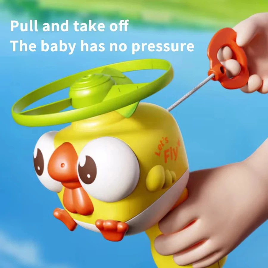 Kids Outdoor Clubhouse - Kids Pull-Cord Bamboo-Copter UFO Launcher, Spinning
