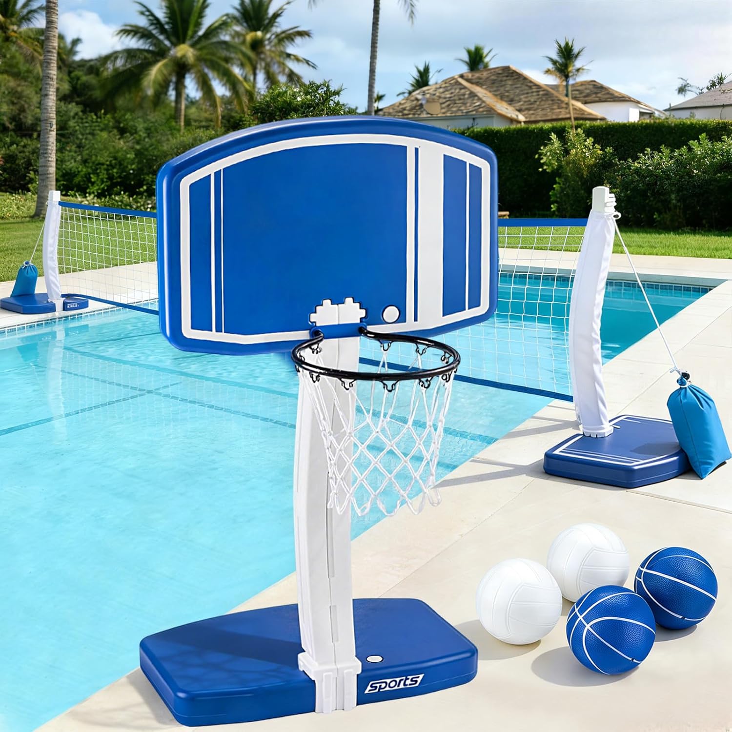 Kids Outdoor Fun - Above Ground Pool Basketball Hoop and