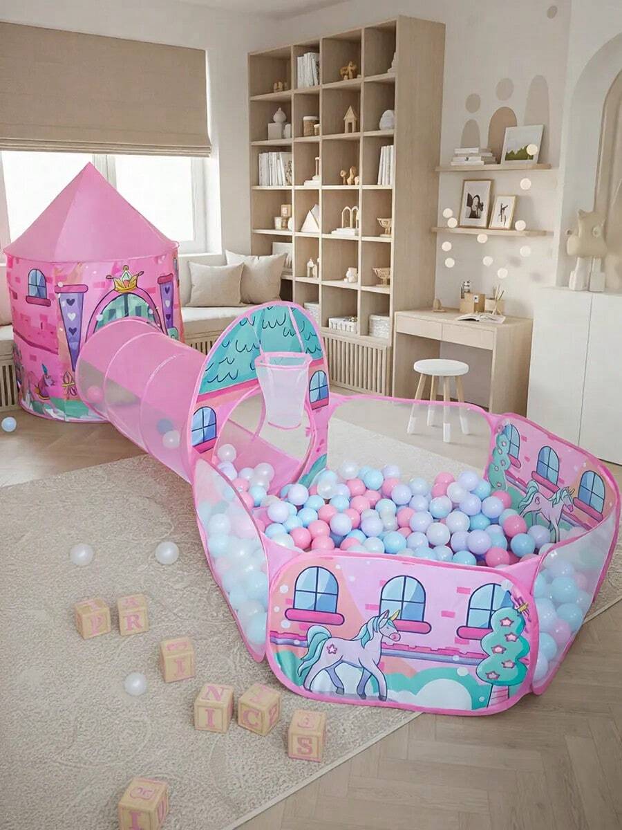 Outdoor Tent Playhouse - 1-piece pink unicorn castle 3-in-1 children's