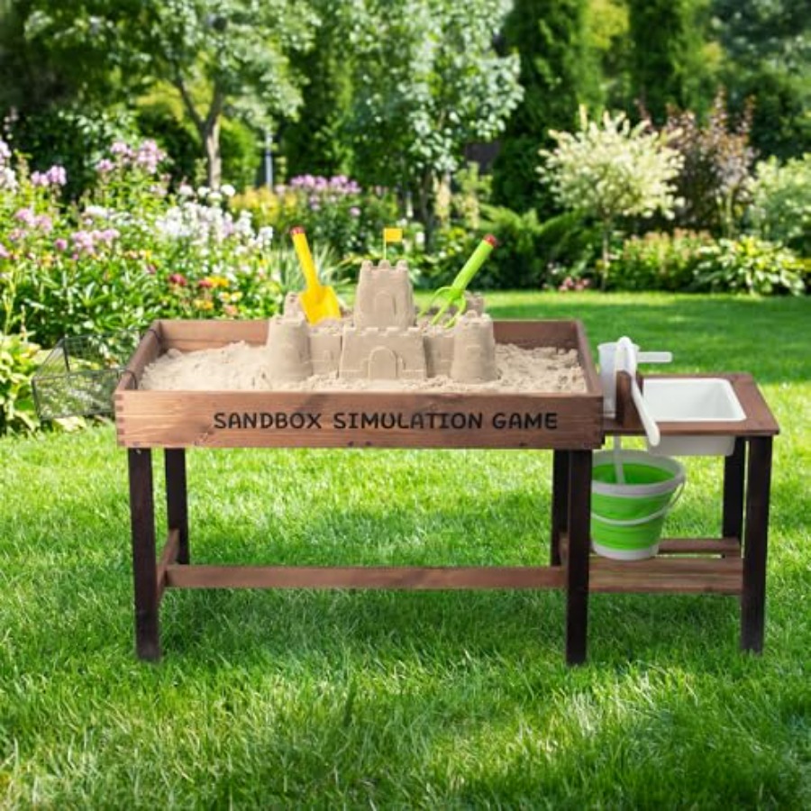 Kids Outdoor Water Play Table - Outdoor wooden sand table for kids