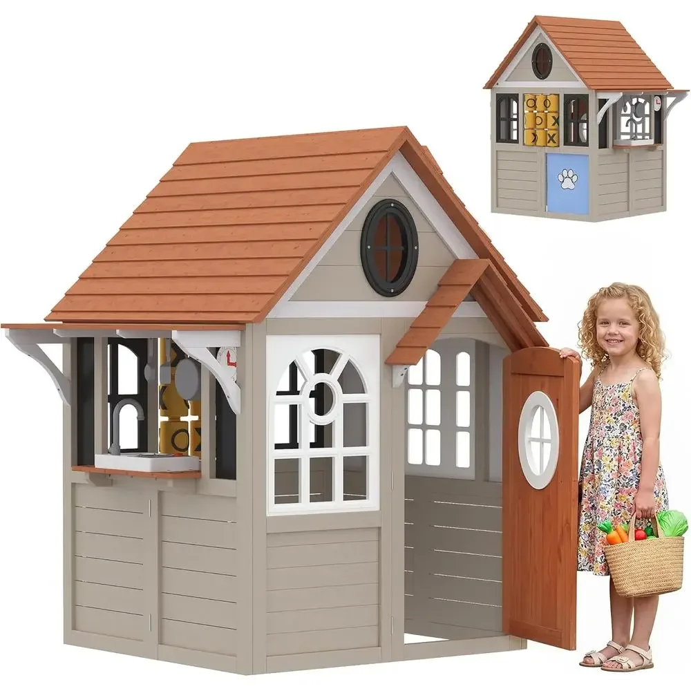 Qaba Outdoor Playhouse, Wooden - đánh giá và giá Qaba Kids Outdoor Playhouse