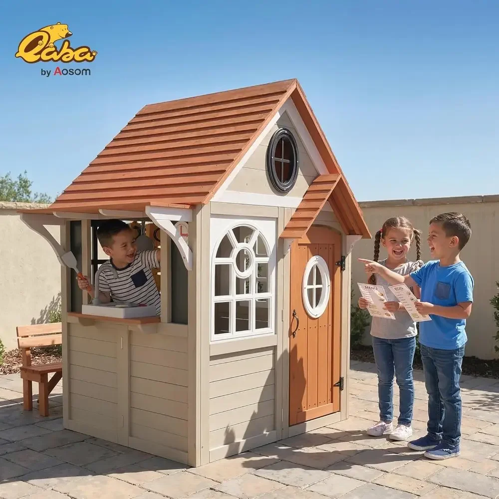 Qaba Outdoor Playhouse, Wooden - đánh giá và giá Qaba Kids Outdoor Playhouse