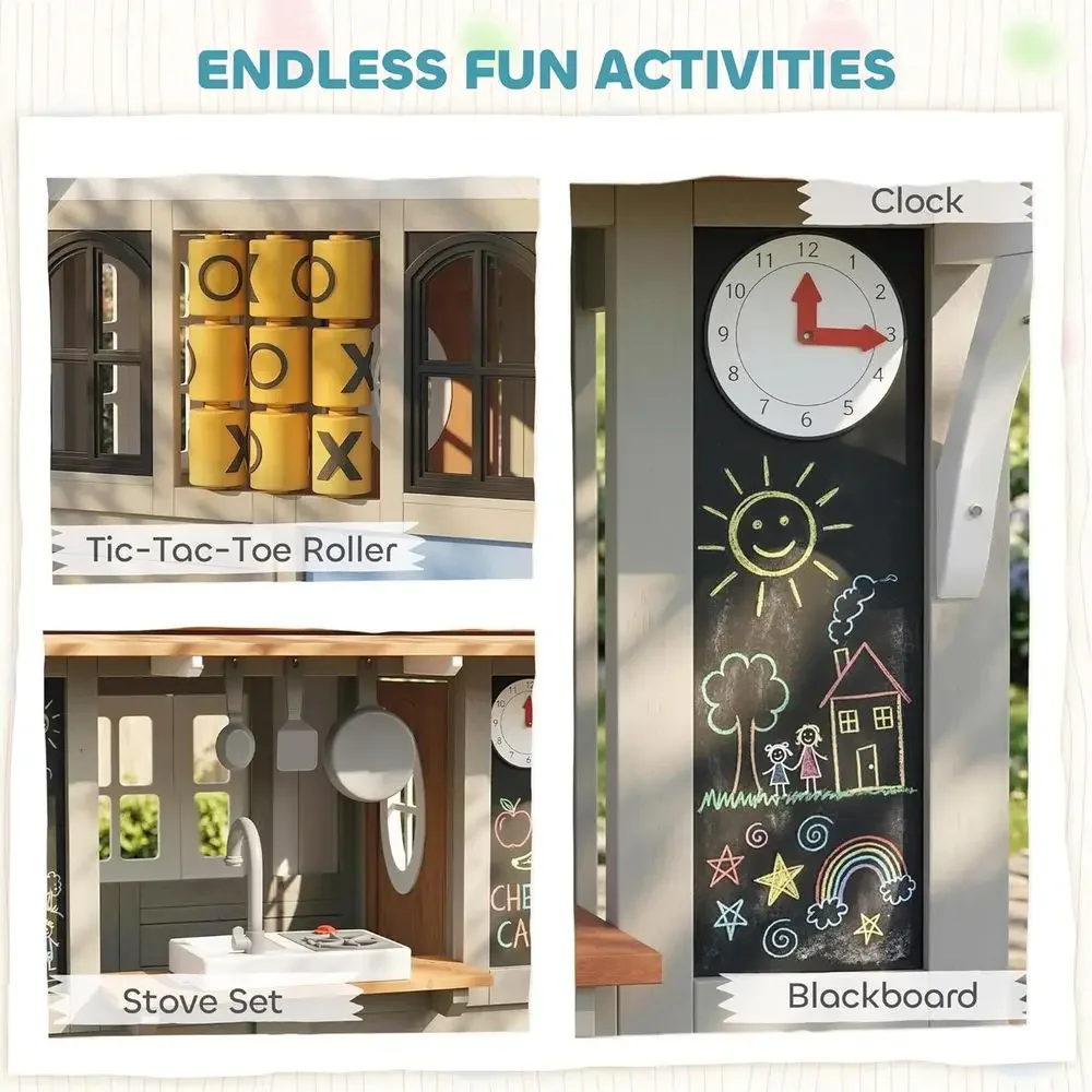 Qaba Outdoor Playhouse, Wooden - đánh giá và giá Qaba Kids Outdoor Playhouse