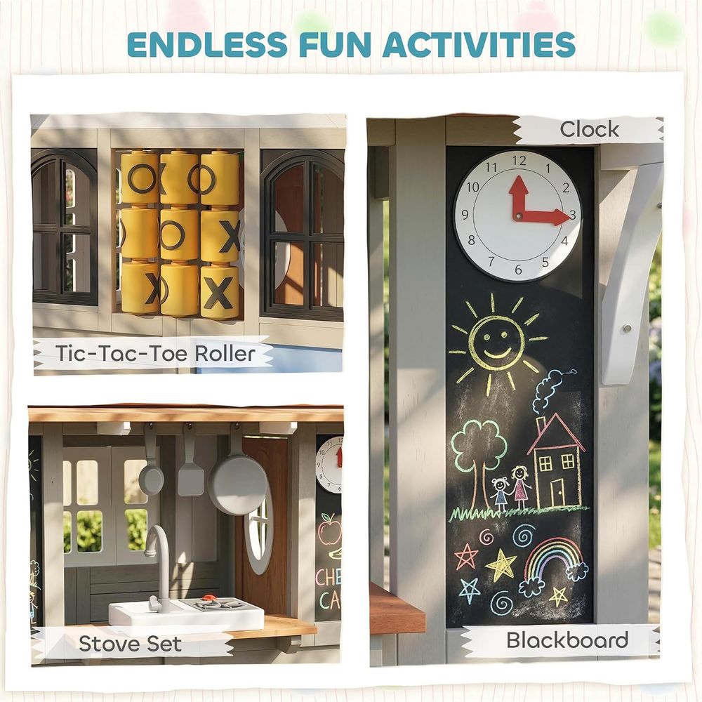Qaba Outdoor Playhouse Wooden  - đánh giá và giá Qaba Kids Outdoor Playhouse