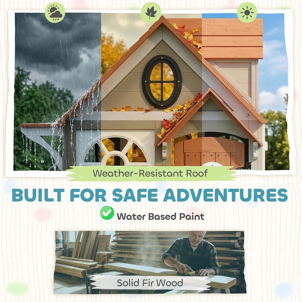 Qaba Outdoor Playhouse Wooden  - đánh giá và giá Qaba Kids Outdoor Playhouse