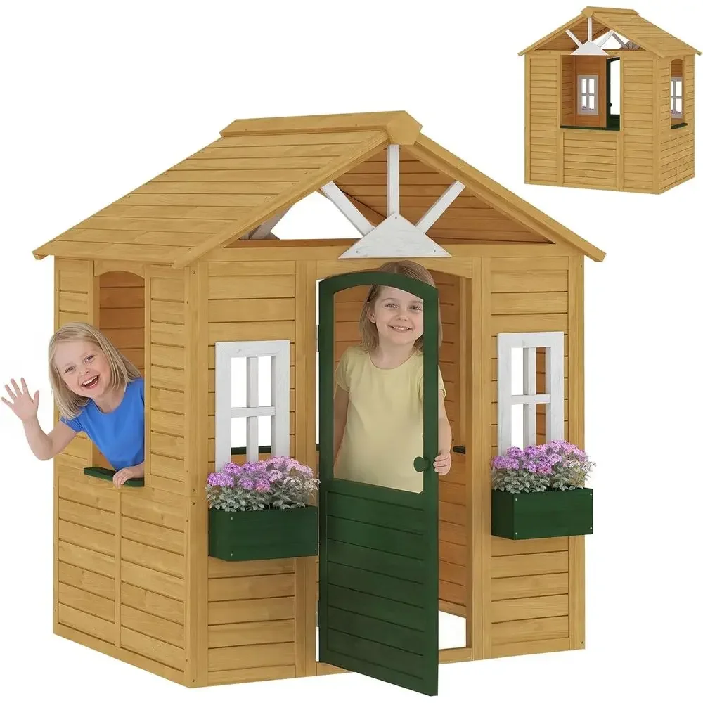 Qaba Outdoor Playhouse, Wooden - đánh giá và giá Qaba Kids Outdoor Playhouse