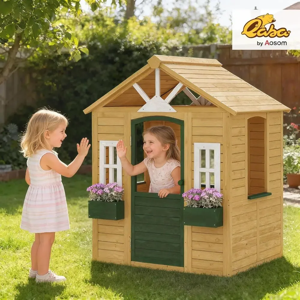 Qaba Outdoor Playhouse, Wooden - đánh giá và giá Qaba Kids Outdoor Playhouse